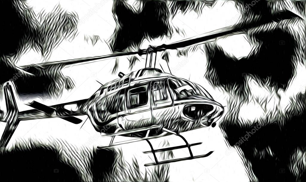 Military helicopter art design illustration