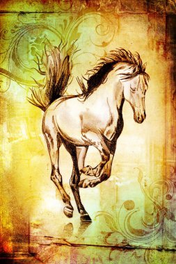 serbest el at baş sanat illüstrasyon