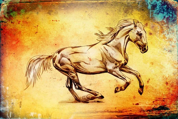 Ilustración Arte Cabeza Caballo Mano Alzada —  Fotos de Stock