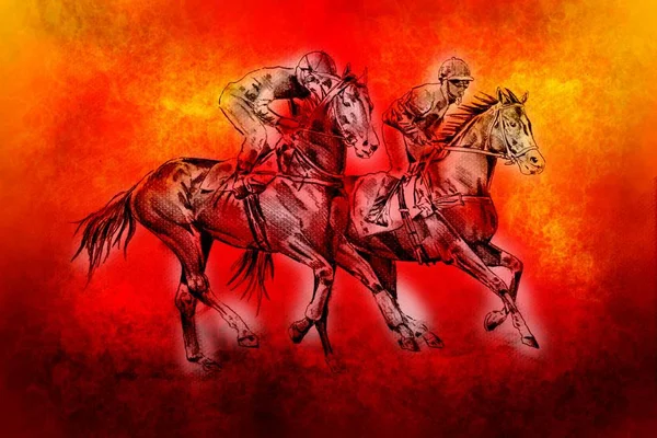 Freehand Paard Hoofd Kunst Illustratie — Stockfoto