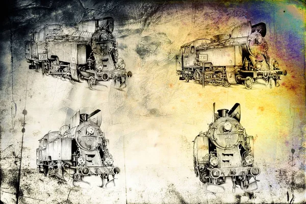 Alte Dampflokomotive Retro Oldtimer — Stockfoto