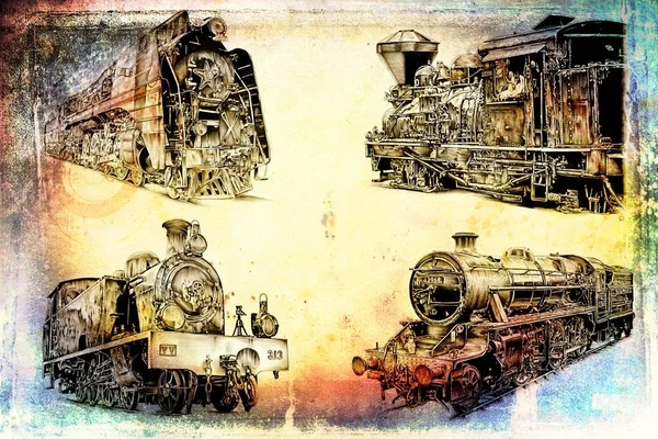 Alte Dampflokomotive Retro Oldtimer — Stockfoto