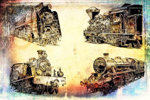 old steam locomotive engine retro vintage