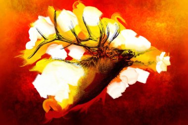 Soyut çiçekler yağlıboya resim illüstrasyon