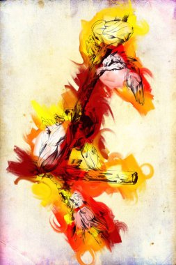 Soyut çiçekler yağlıboya resim illüstrasyon