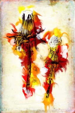 Soyut çiçekler yağlıboya resim illüstrasyon