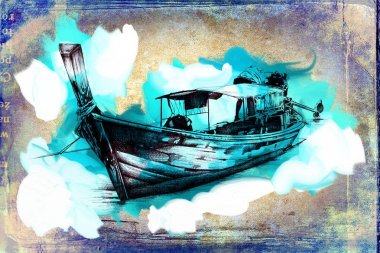 Eski gemi boyalı, petrol sanat illüstrasyon