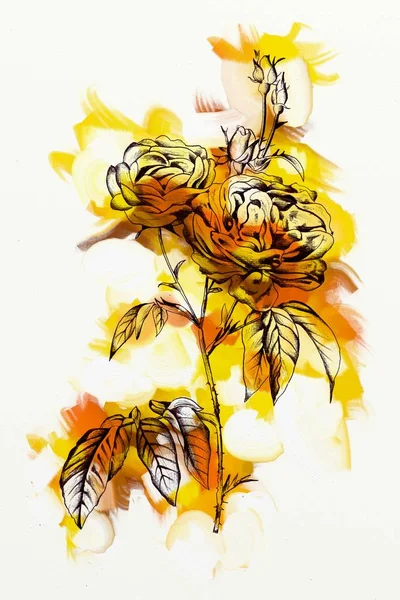 Abstract Bloemen Olie Schilderij Kunst Illustratie — Stockfoto