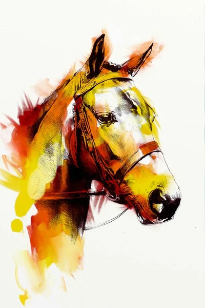 Αυθεντικός Πίνακας Ζωγραφικής Λάδι Από Μια Λεπτή Αραβικό Άλογο — Φωτογραφία Αρχείου
