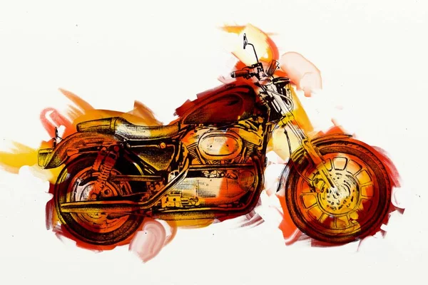 Llustrace Barevná Izolovaná Kresba Motorovým Cyklem — Stock fotografie
