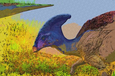 Dinozor sanatı illüstrasyon boyama