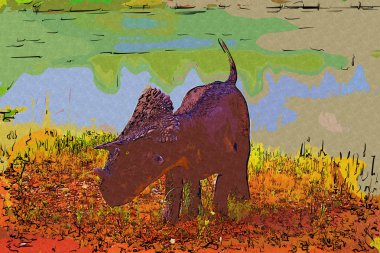 Dinozor sanatı illüstrasyon boyama