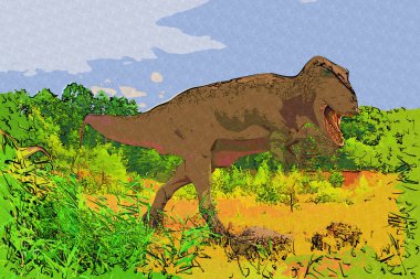 Dinozor sanatı illüstrasyon boyama