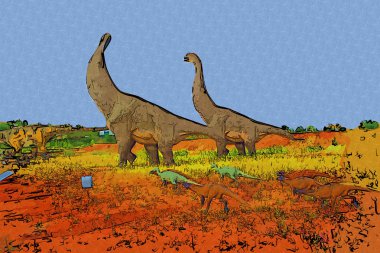 Dinozor sanatı illüstrasyon boyama