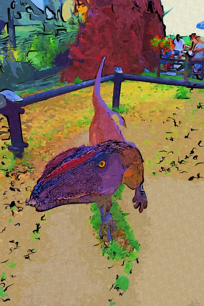 Мистецтво Динозаврів Ілюстрація Живопису — стокове фото