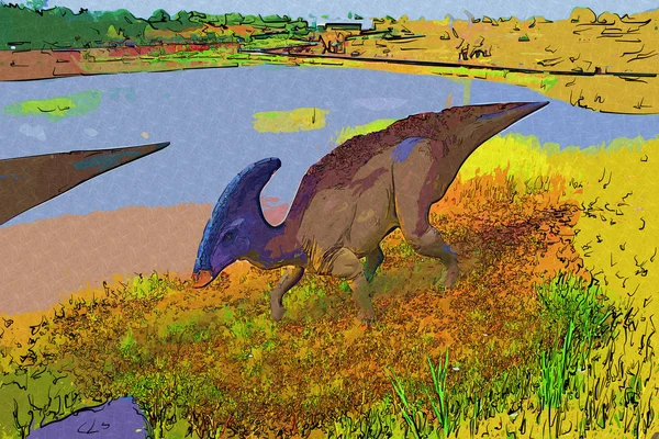 Dinosaur Kunst Illustratie Schilderij — Stockfoto