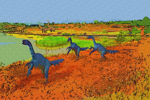 Dinosaur Art Illustration Painting — Stock Photo, Image