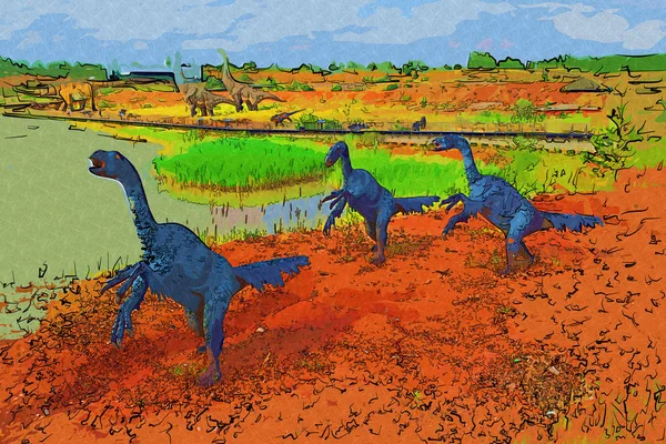 Dinosauro Arte Illustrazione Pittura — Foto Stock