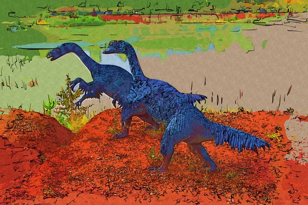 Dinosauro Arte Illustrazione Pittura — Foto Stock