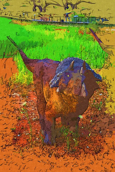 Dinosaurie Konst Illustration Målning — Stockfoto