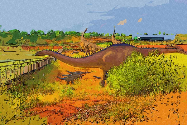 Dinossauro Arte Ilustração Pintura — Fotografia de Stock