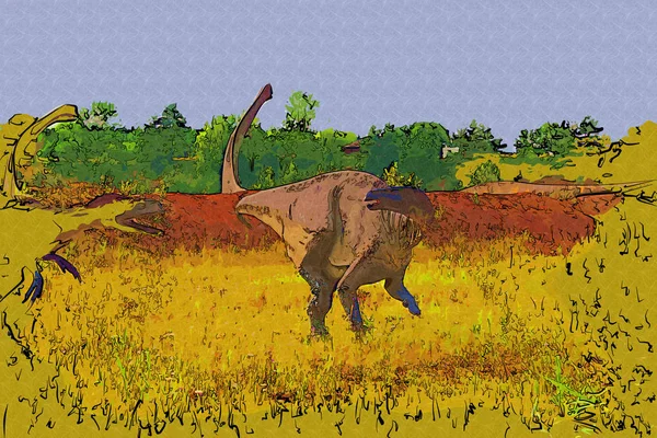 Lukisan Ilustrasi Seni Dinosaurus — Stok Foto