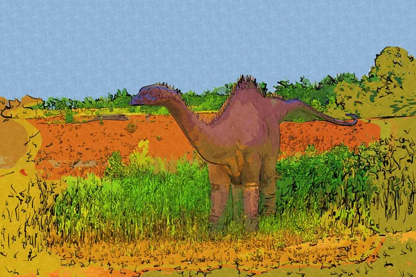 Dinozor Sanatı Illüstrasyon Boyama — Stok fotoğraf
