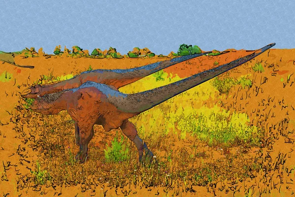 Sztuka Dinozaurów Malarstwo Ilustracja — Zdjęcie stockowe