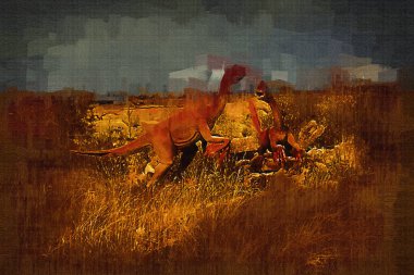 Dinozor sanatı illüstrasyon boyama