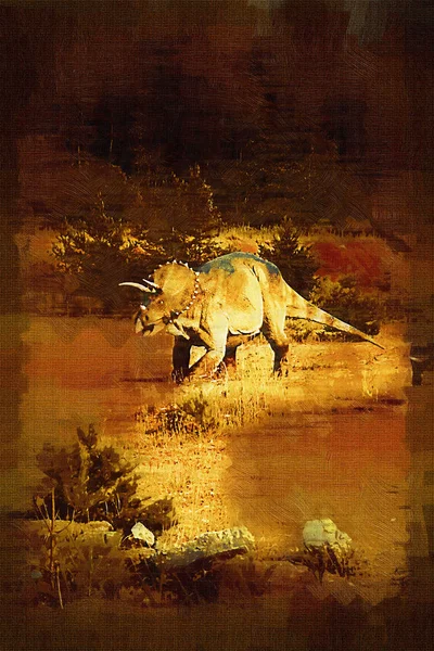 恐竜アートイラスト絵画 — ストック写真