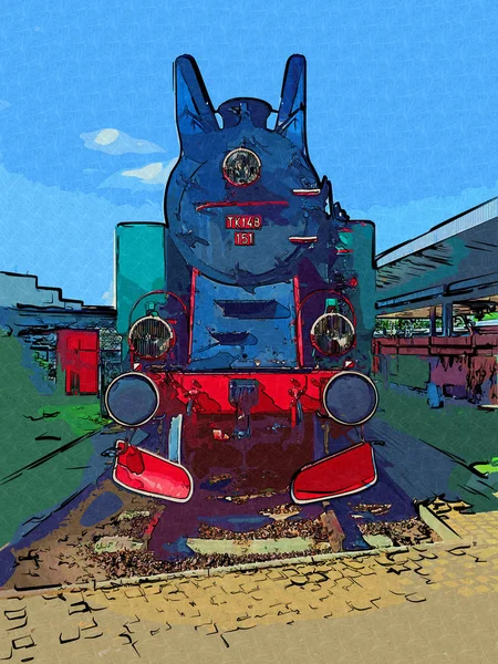 Alte Dampflokomotive Retro Oldtimer — Stockfoto