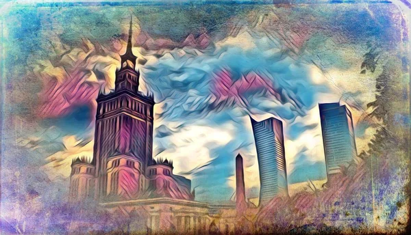 Иллюстрация Внешней Живописи Варшавского Городского Пейзажа — стоковое фото