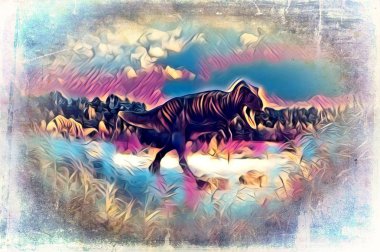 Dinozor sanatı illüstrasyon boyama