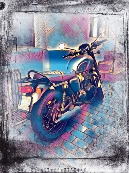 Motor cycle llustration color isolated art