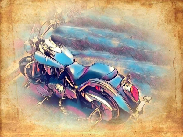 Ilustración Motocicleta Color Arte Aislado —  Fotos de Stock
