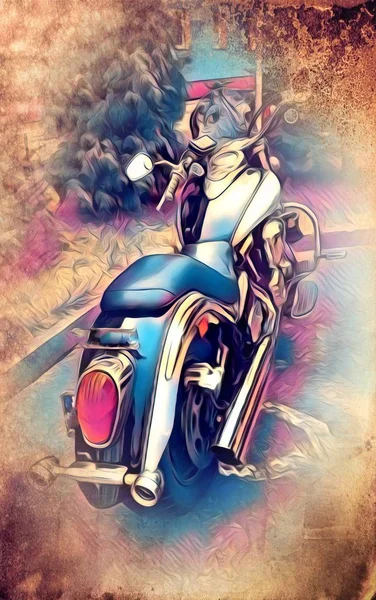 Motor Cycle Llustration Color Isolated Art — Stock Photo, Image
