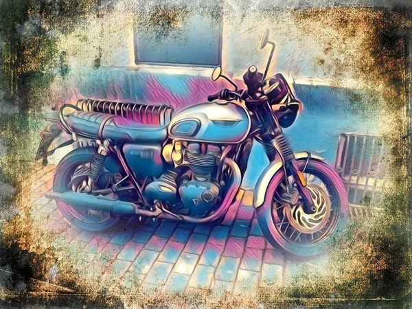 Motociclo Llustrazione Colore Isolato Arte — Foto Stock