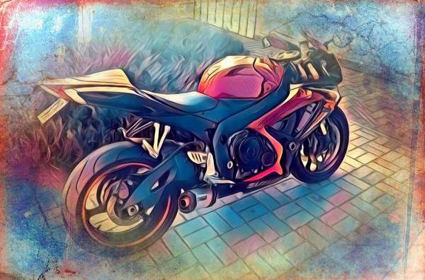 Motoriskt Cykla Illustration Färgar Isolerat Konst — Stockfoto