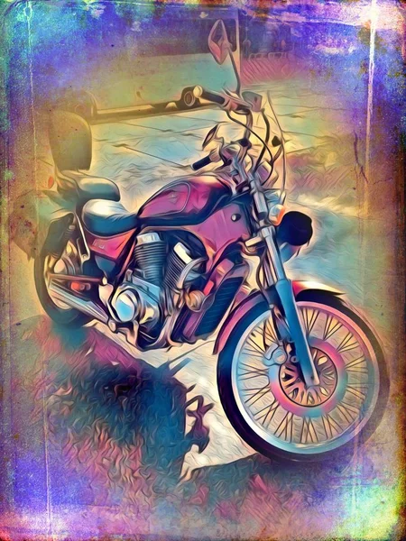 Motor Cyclus Llustration Kleur Geïsoleerde Kunst — Stockfoto
