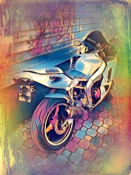 Motor cycle llustration color isolated art