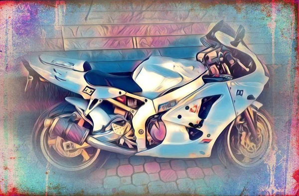 Motoriskt Cykla Illustration Färgar Isolerat Konst — Stockfoto