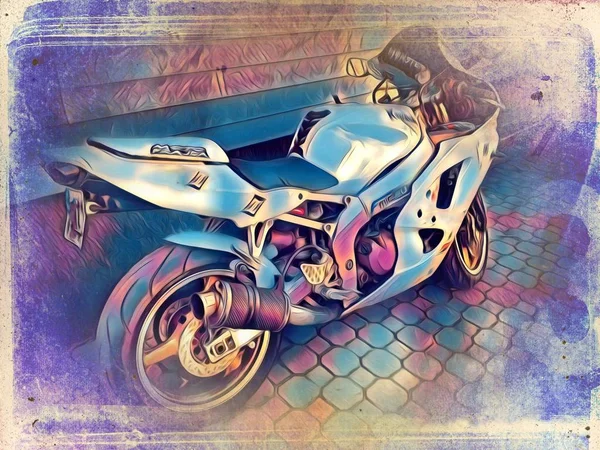 Ilustración Motocicleta Color Arte Aislado — Foto de Stock