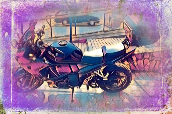 Motor Cyclus Llustration Kleur Geïsoleerde Kunst — Stockfoto