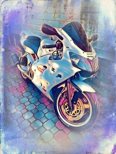 Motocicleta Ilustração Cor Isolado Arte — Fotografia de Stock