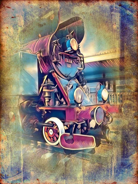 Old Steam Locomotive Engine Retro Vintage — Stock Photo, Image