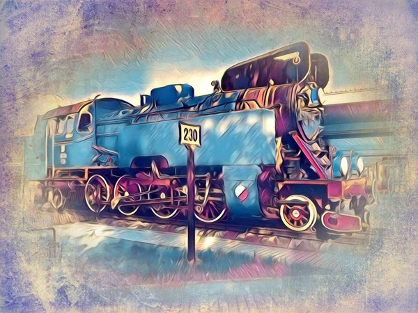 Alte Dampflokomotive Retro Oldtimer — Stockfoto