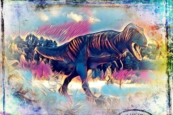 Τέχνη Δεινοσαύρων Ζωγραφική Εικόνα — Φωτογραφία Αρχείου