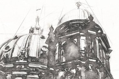 Berlin sanat eskizi çizimi eğlenceli tasarım antika retro