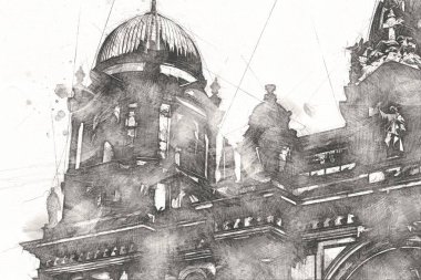Berlin sanat eskizi çizimi eğlenceli tasarım antika retro