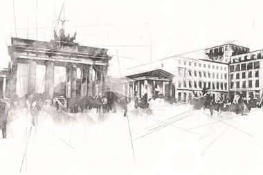 Berlin sanat eskizi çizimi eğlenceli tasarım antika retro